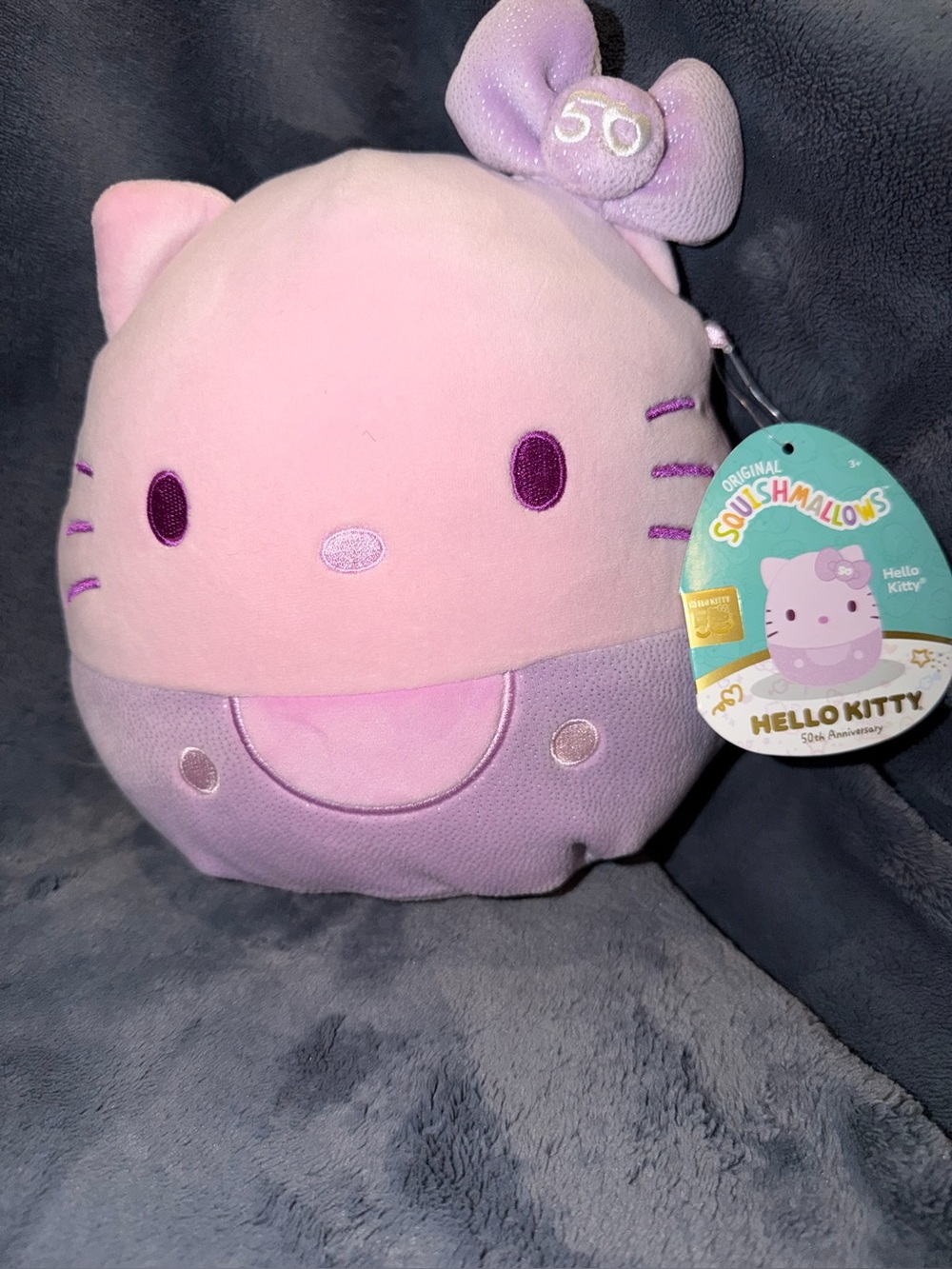 Squishmallow 8” Plush Hello Kitty Monochrome Purple 50th Anniversary Ultra Soft